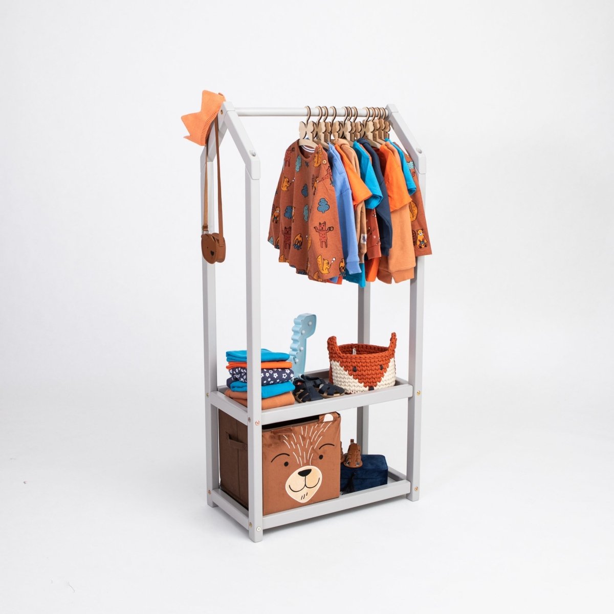 Montessori Kids House-Shaped Clothing Rack with Storage - Tiny Tugz™