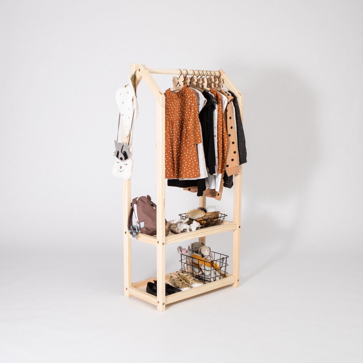 Montessori Kids House-Shaped Clothing Rack with Storage - Tiny Tugz™