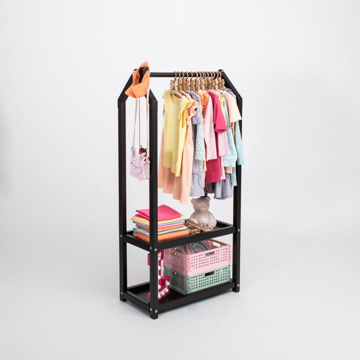 Montessori Kids House-Shaped Clothing Rack with Storage - Tiny Tugz™