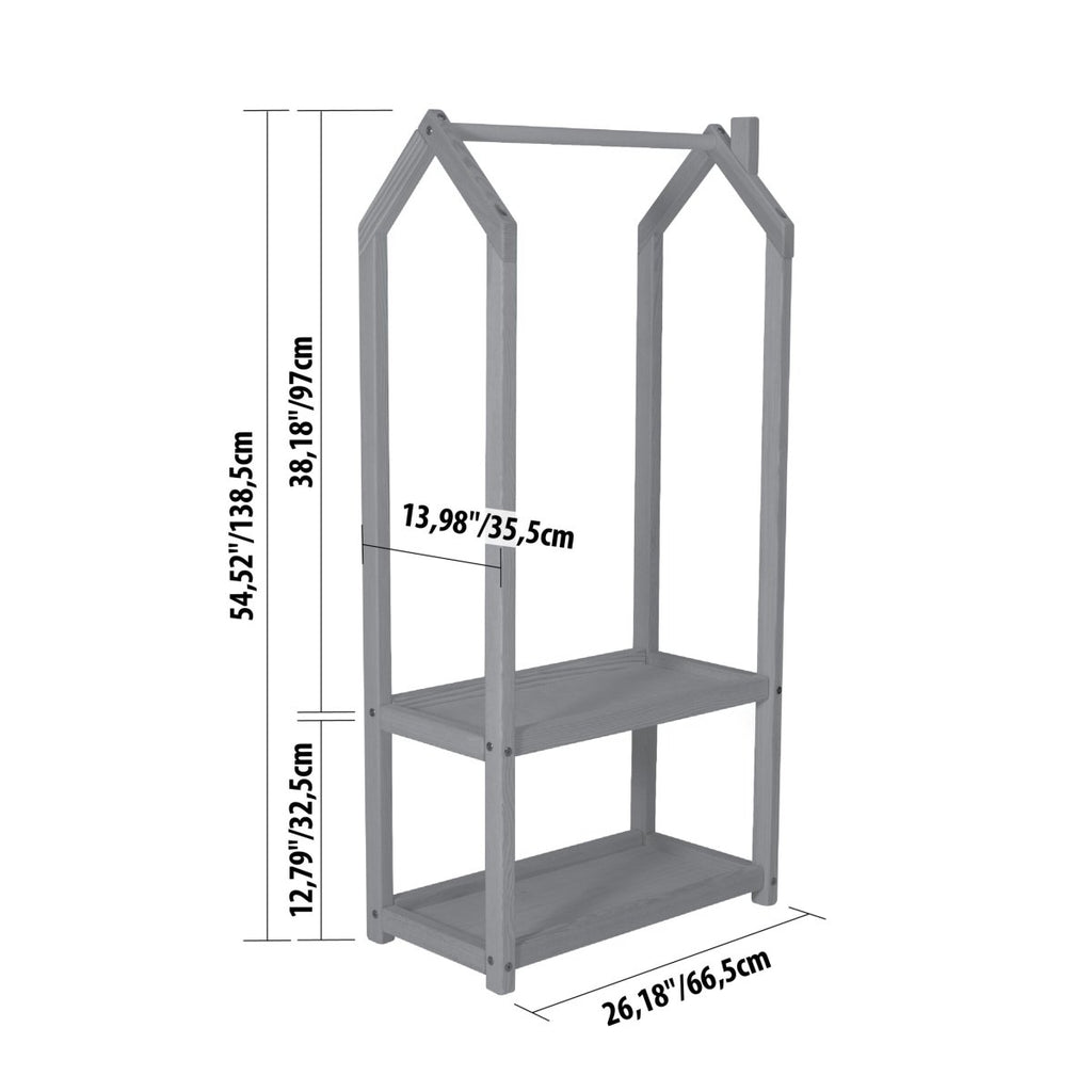 Montessori Kids House-Shaped Clothing Rack with Storage - Tiny Tugz™