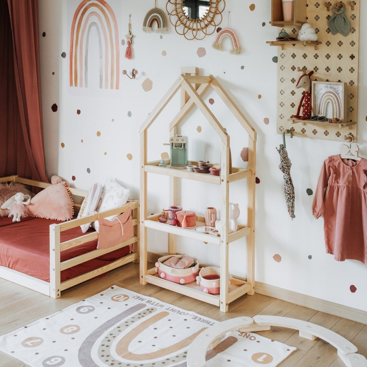 Montessori Kids House-Shaped Wooden Shelf - Tiny Tugz™