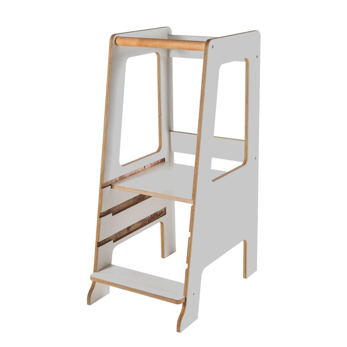 Montessori Learning Tower Scandi - Birch Plywood, 3 Heights (Grey) - Tiny Tugz™