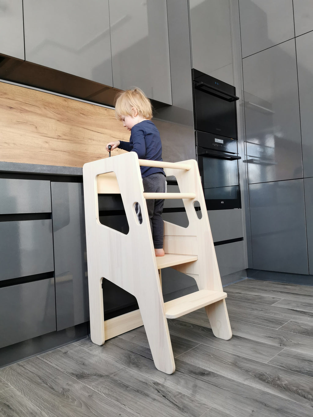 Montessori Tower Safety+ — full product view, One Little Pine Montessori learning tower
