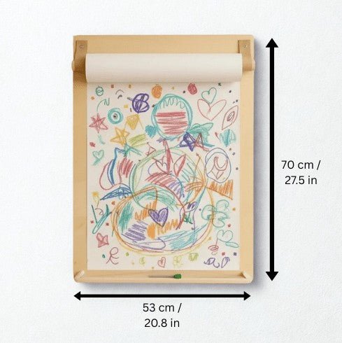 Montessori Wall-Mounted Drawing Board & Paper Roll Station for Kids - Tiny Tugz™