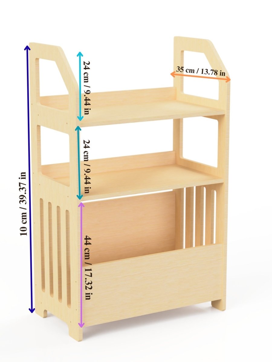 Montessori Wooden 3-Level Open Shelf Unit - Tiny Tugz™