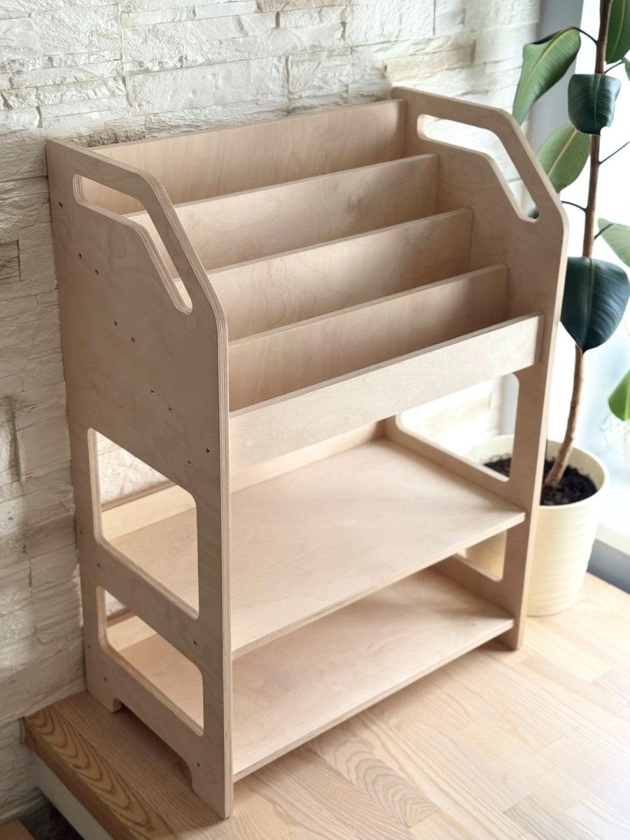Montessori Wooden 3-Level Open Shelf Unit - Tiny Tugz™