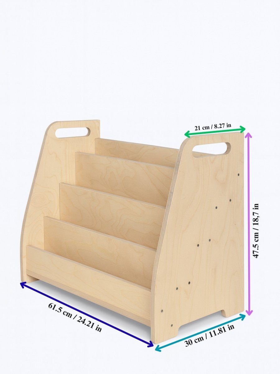 Montessori Wooden 4-Tier Book Display Shelf - Tiny Tugz™