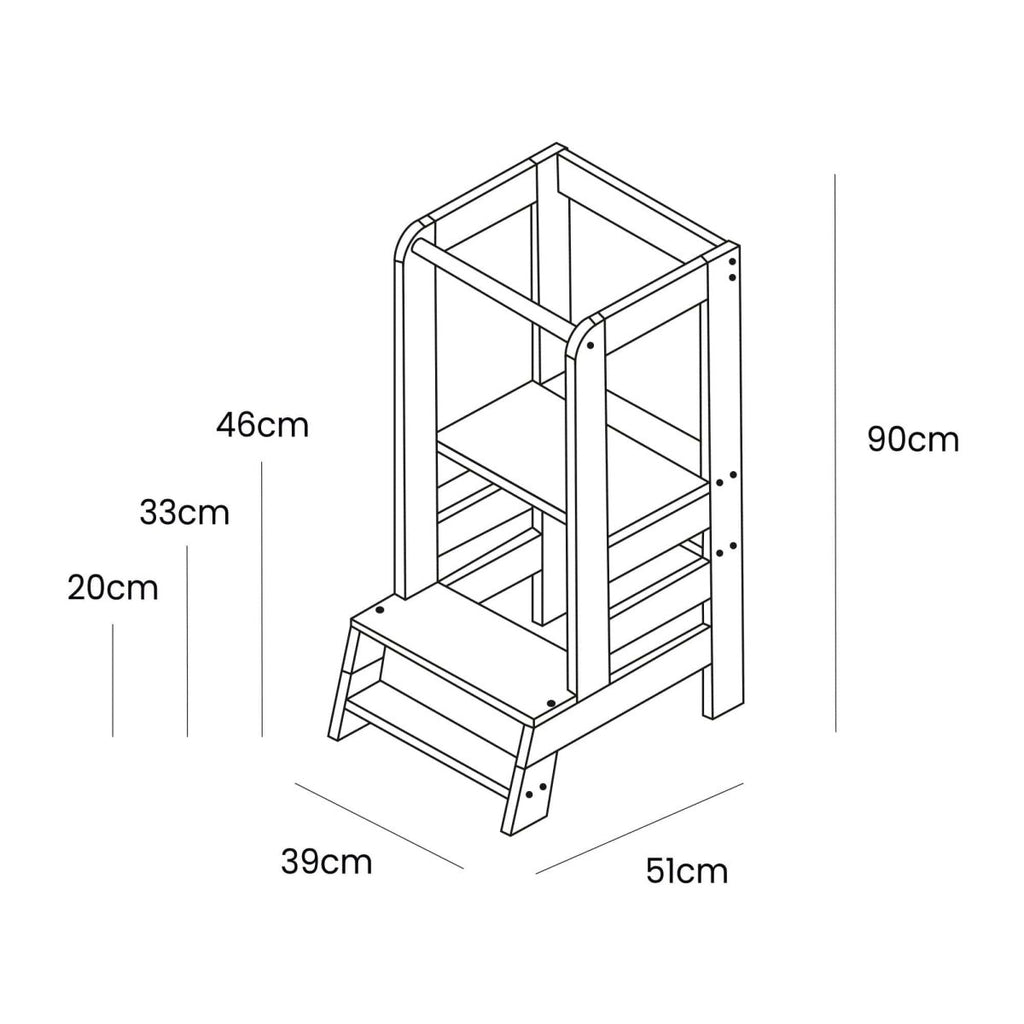 Montessori Wooden Adjustable Learning Tower for Kids (Black) - Tiny Tugz™