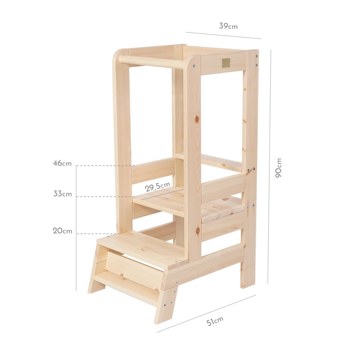 Montessori Wooden Adjustable Learning Tower for Kids (Natural Wood) - Tiny Tugz™