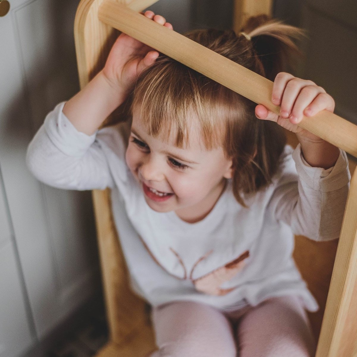 Montessori Wooden Adjustable Learning Tower for Kids (Natural Wood) - Tiny Tugz™