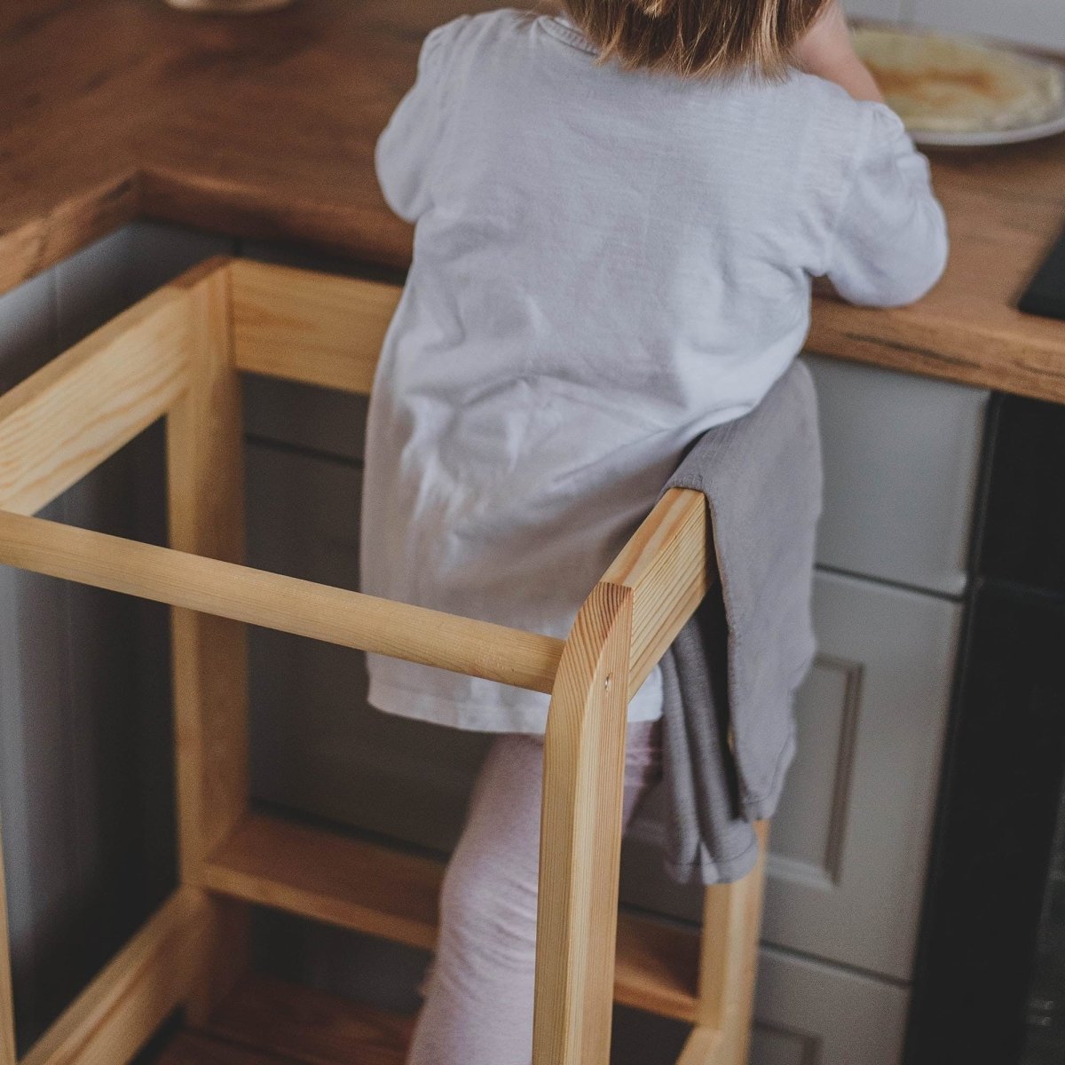 Montessori Wooden Adjustable Learning Tower for Kids (Natural Wood) - Tiny Tugz™