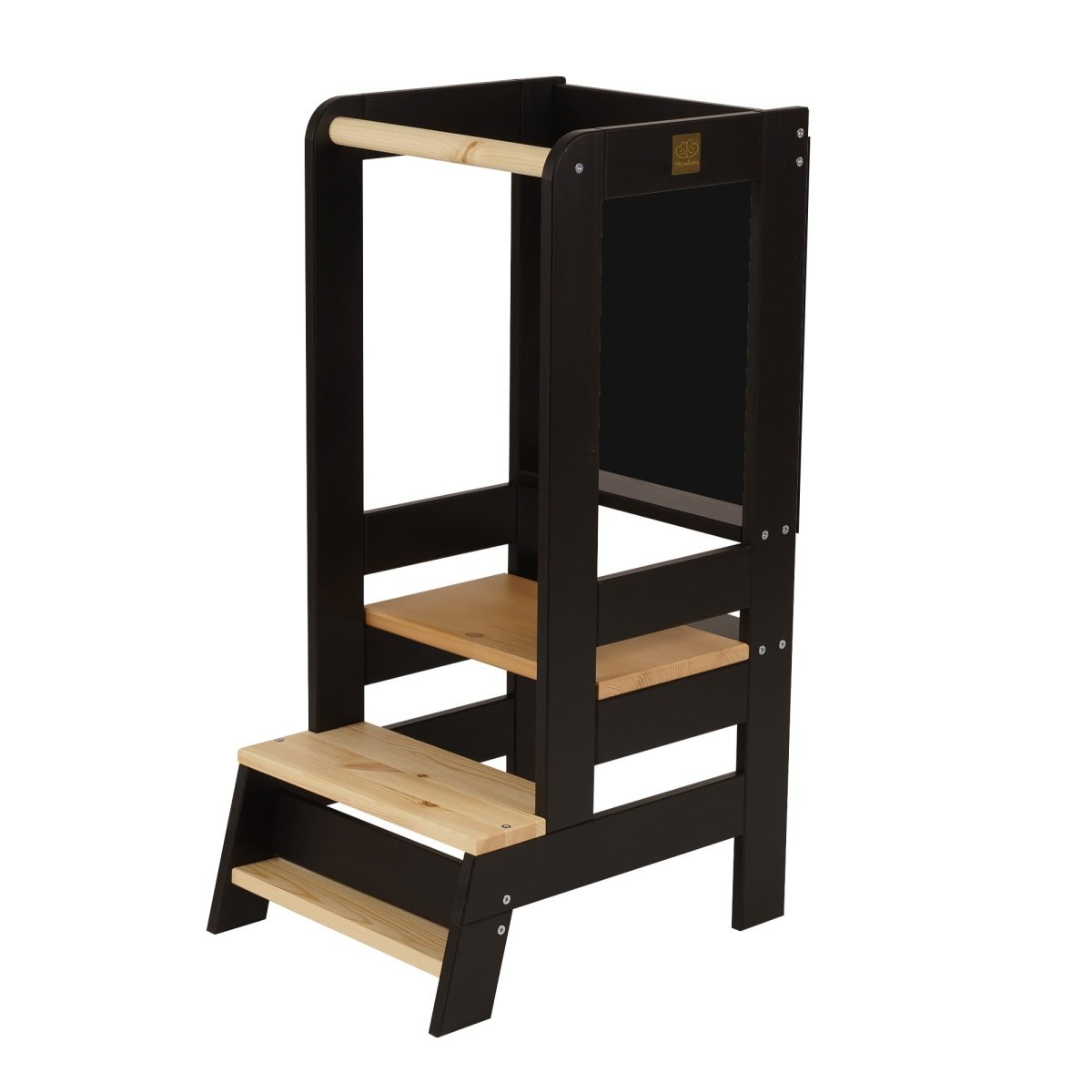 Montessori Wooden Adjustable Learning Tower with Drawing Board (Black) - Tiny Tugz™
