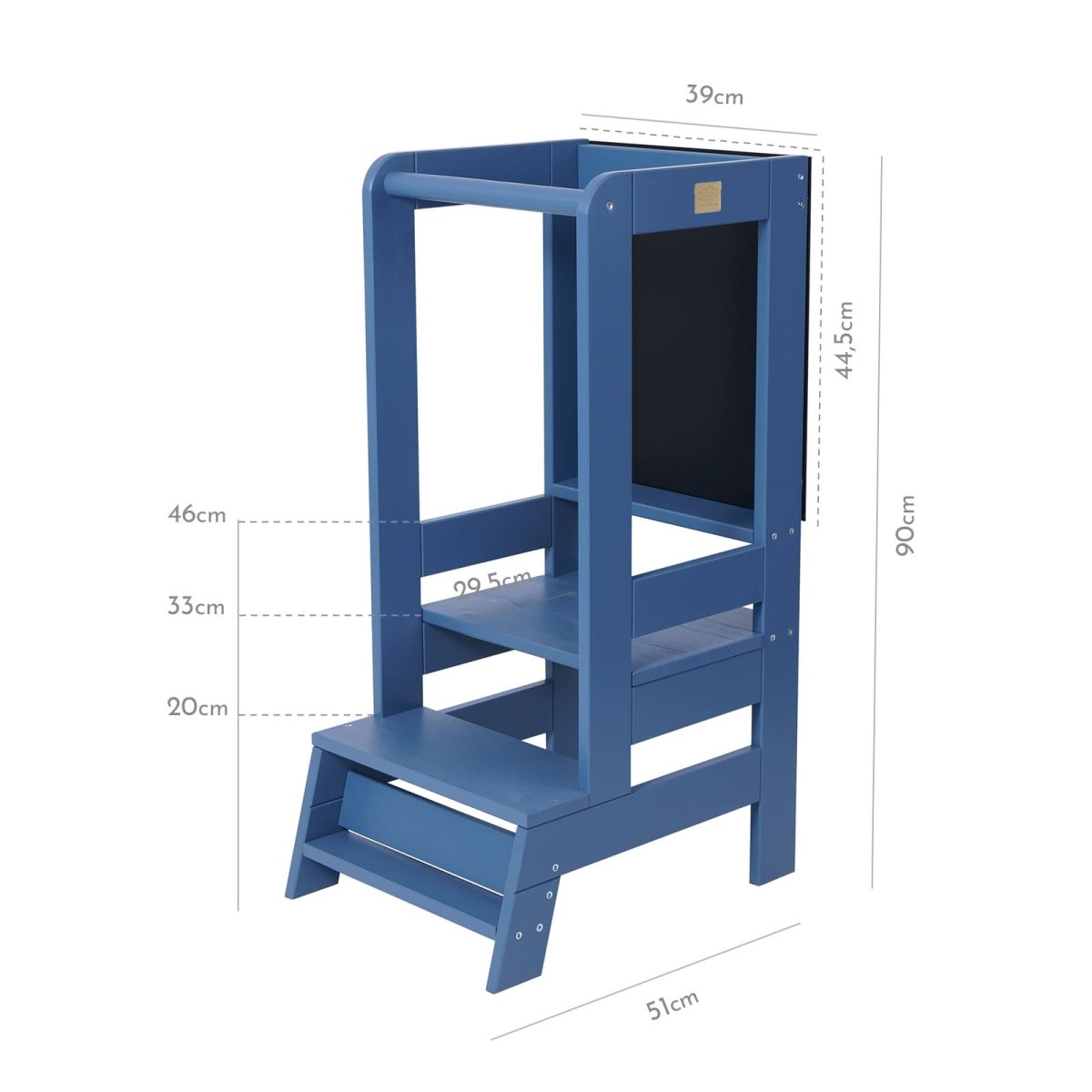 Montessori Wooden Adjustable Learning Tower with Drawing Board (Blue) - Tiny Tugz™