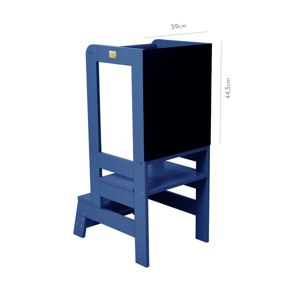Montessori Wooden Adjustable Learning Tower with Drawing Board (Blue) - Tiny Tugz™