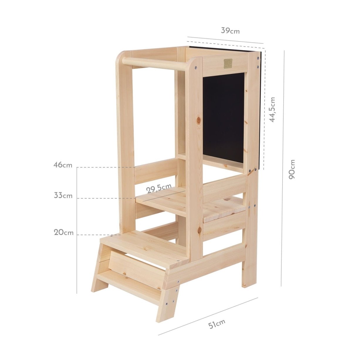 Montessori Wooden Adjustable Learning Tower with Drawing Board (Natural Wood) - Tiny Tugz™