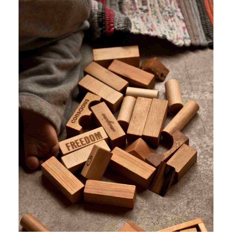 Montessori Wooden Blocks (100-Piece Natural Colours) - Tiny Tugz™