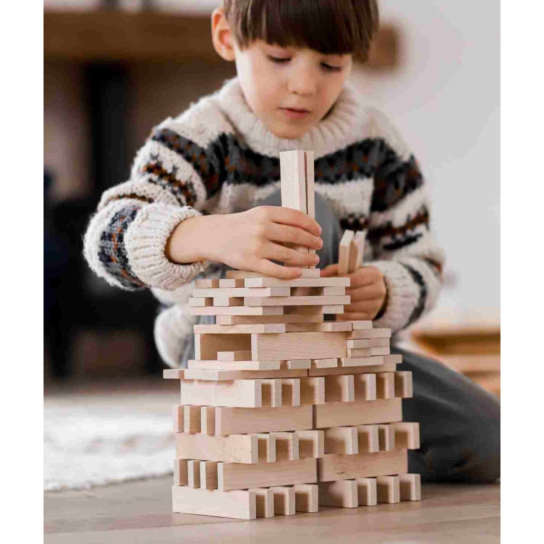 Montessori Wooden Blocks (200-Piece Natural Colours) - Tiny Tugz™
