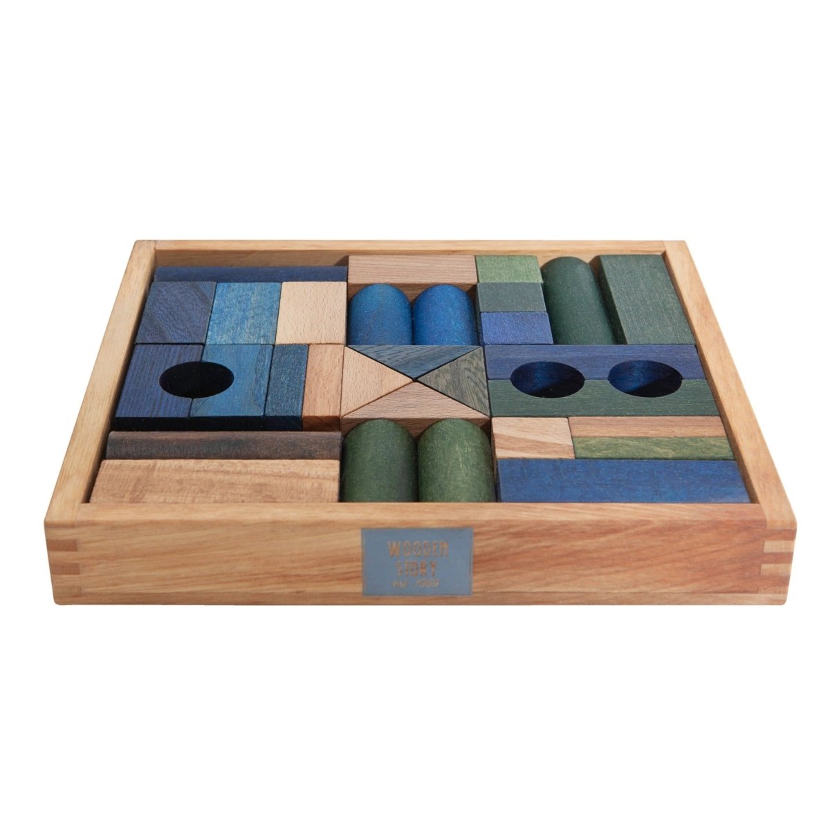 Montessori Wooden Blocks (30-Piece Cool Colours) - Tiny Tugz™