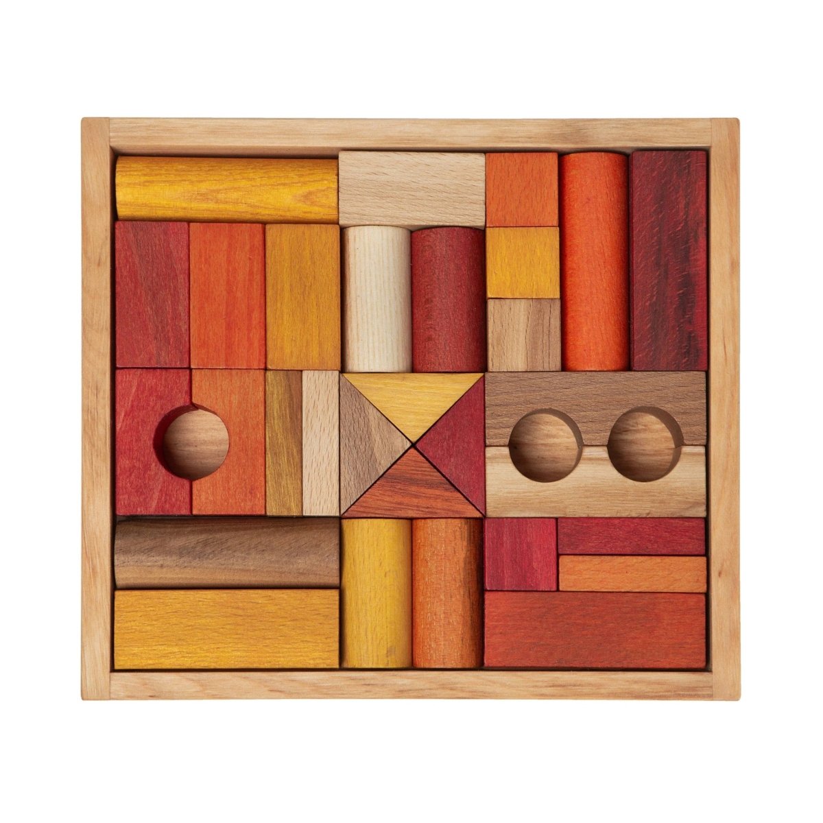 Montessori Wooden Blocks (30-Piece Warm Colours) - Tiny Tugz™