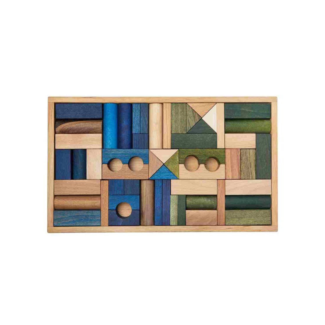 Montessori Wooden Blocks (54-Piece Cool Colours) - Tiny Tugz™