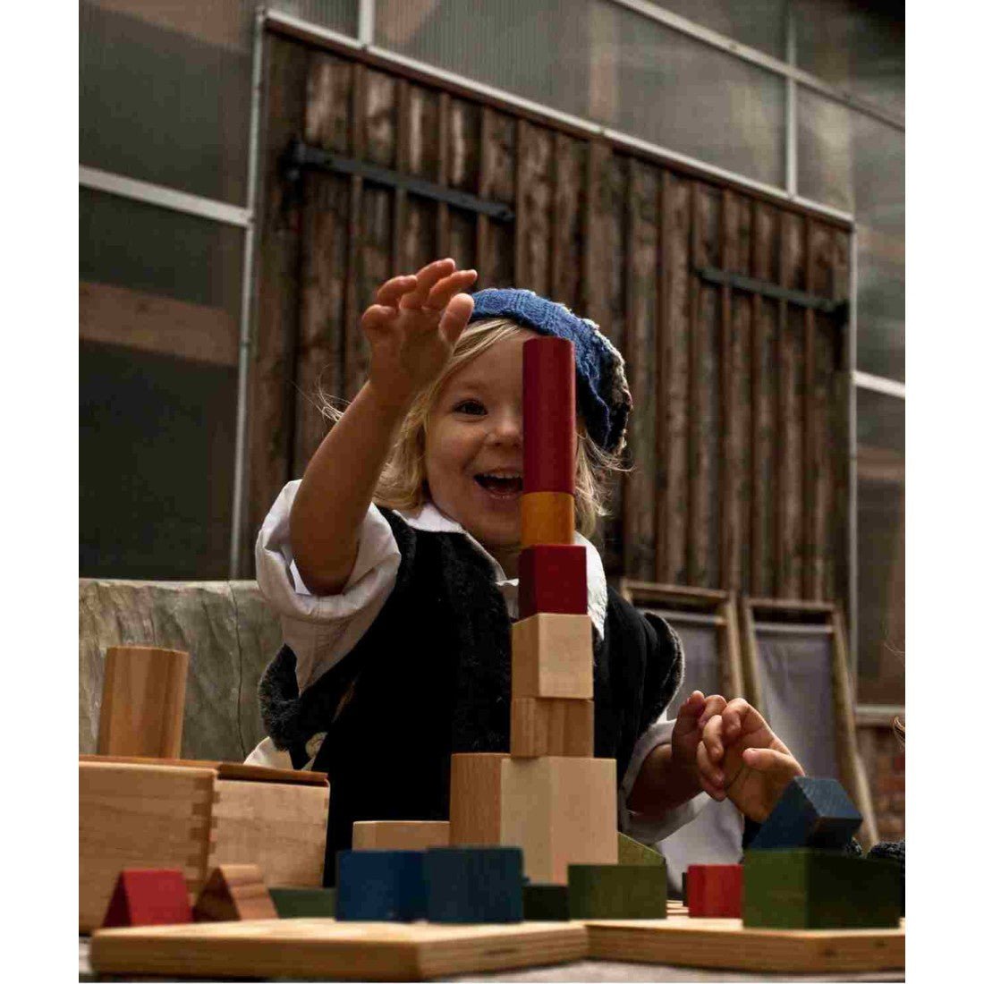 Montessori Wooden Blocks (54-Piece Cool Colours) - Tiny Tugz™