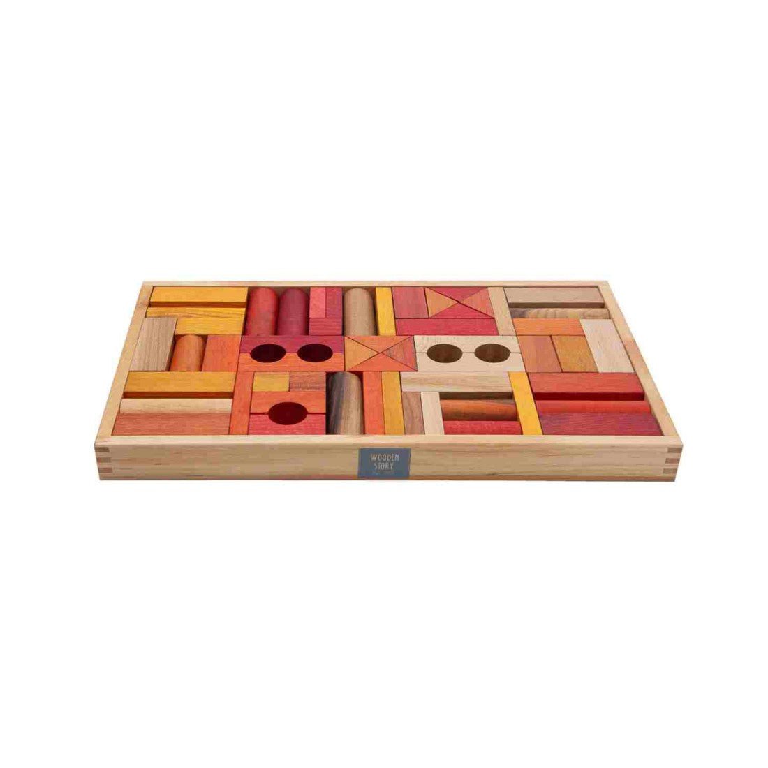 Montessori Wooden Blocks (54-Piece Warm Colours) - Tiny Tugz™