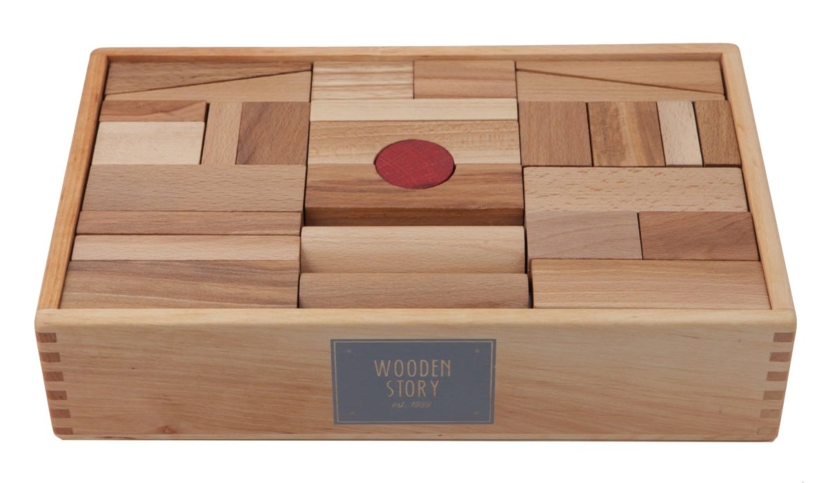 Montessori Wooden Blocks (63-Piece Natural Colours) - Tiny Tugz™