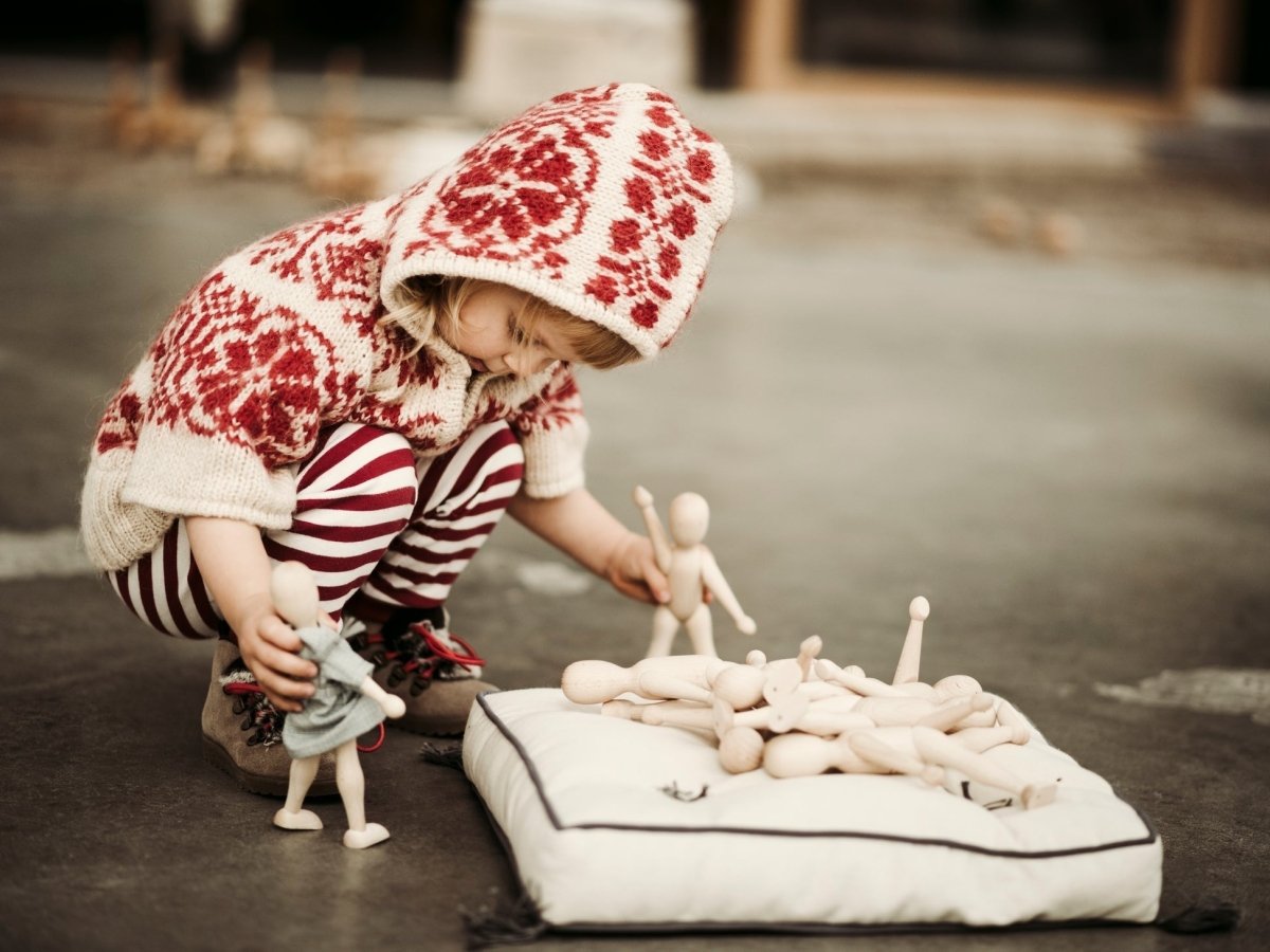 Montessori Wooden Doll with Dress (Light Beech Wood) - Tiny Tugz™