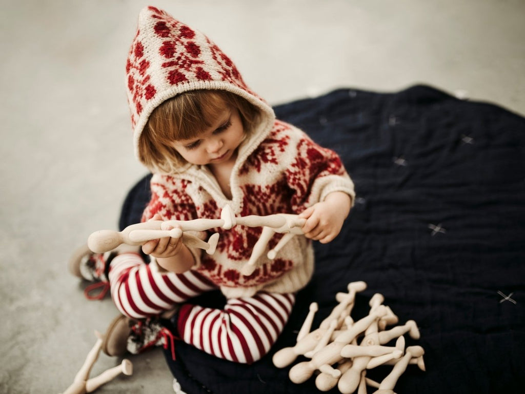 Montessori Wooden Doll with Dress (Light Beech Wood) - Tiny Tugz™