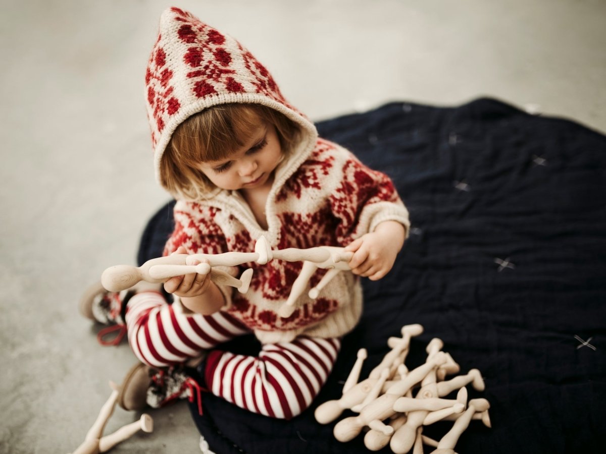 Montessori Wooden Doll with Dress (Light Beech Wood) - Tiny Tugz™