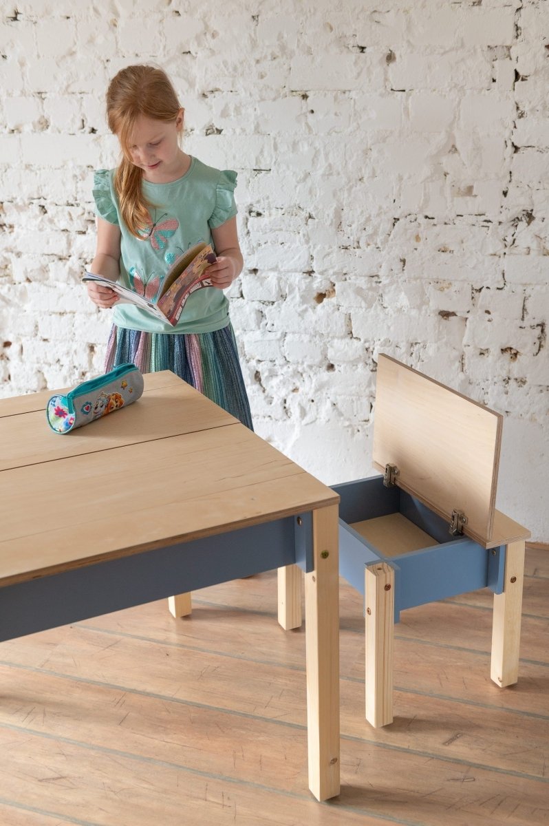 Montessori Wooden Kids Chair with Storage - Tiny Tugz™