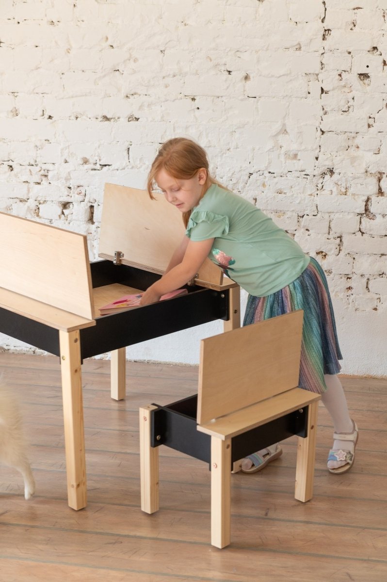 Montessori Wooden Kids Chair with Storage - Tiny Tugz™
