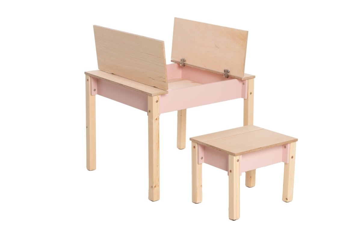 Montessori Wooden Kids Table & Chair Set with Storage - Tiny Tugz™