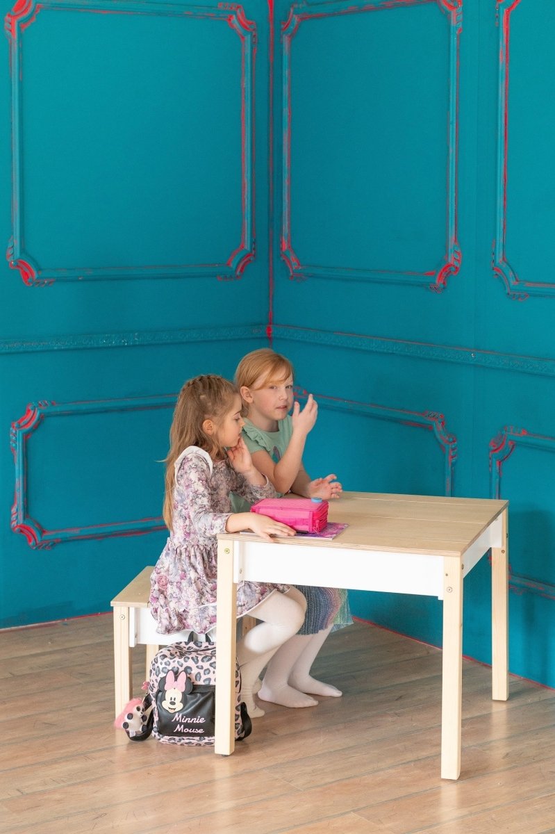 Montessori Wooden Kids Table & Chair Set with Storage - Tiny Tugz™