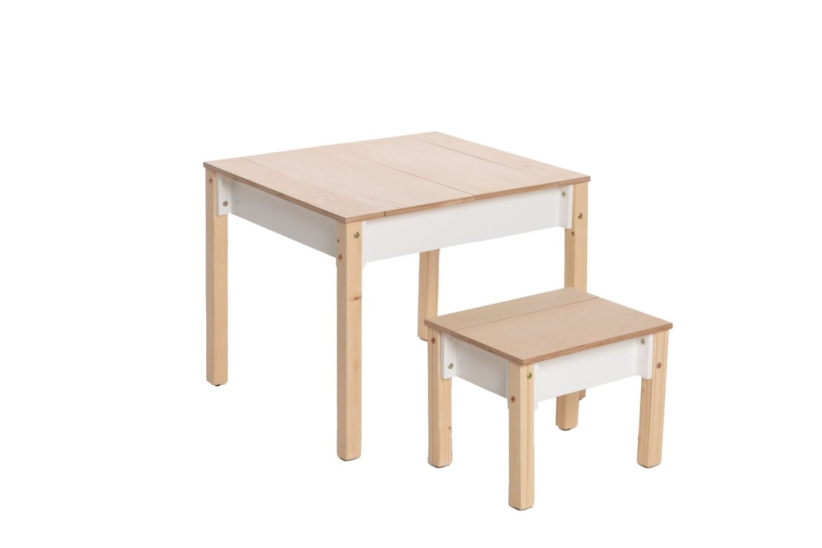 Montessori Wooden Kids Table & Chair Set with Storage - Tiny Tugz™