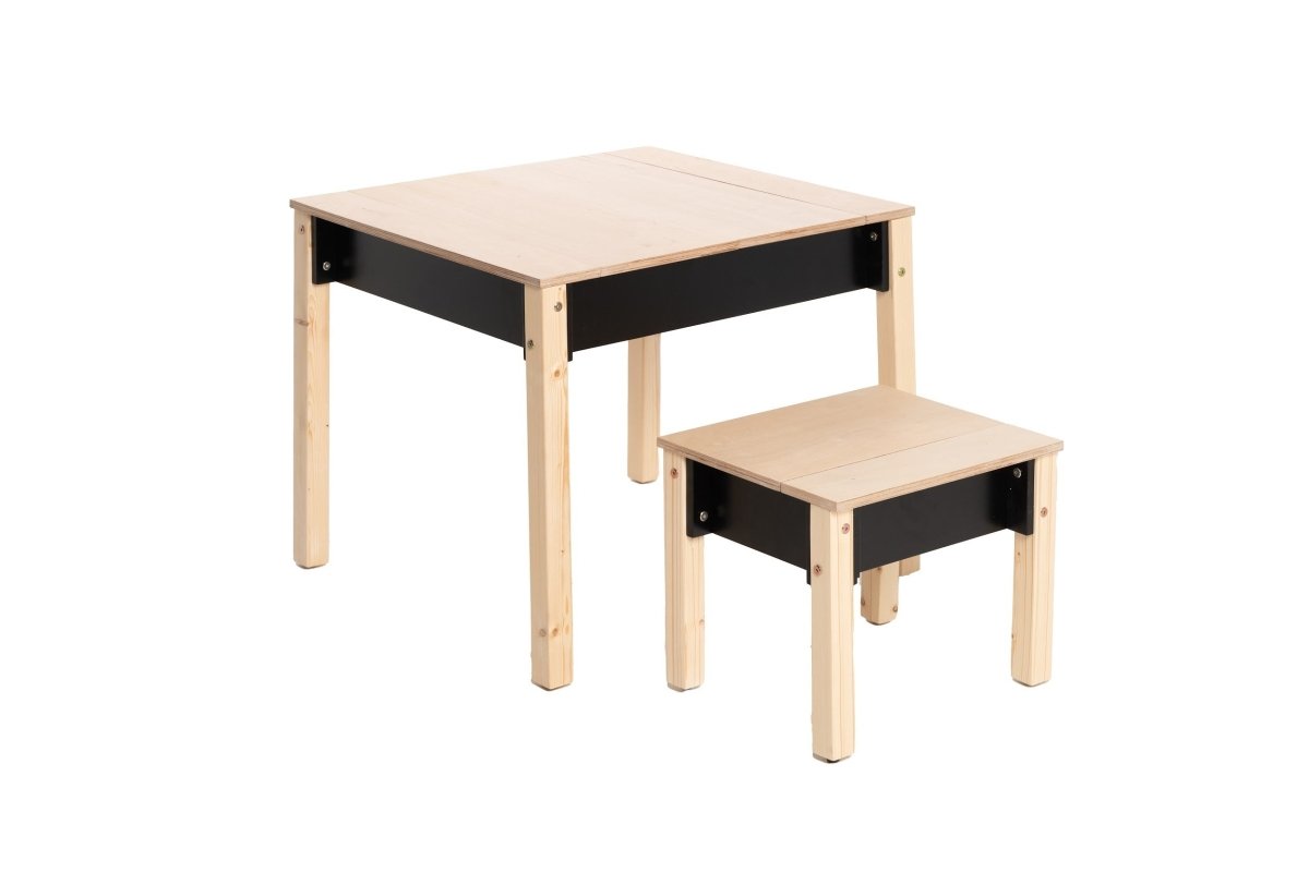 Montessori Wooden Kids Table & Chair Set with Storage - Tiny Tugz™