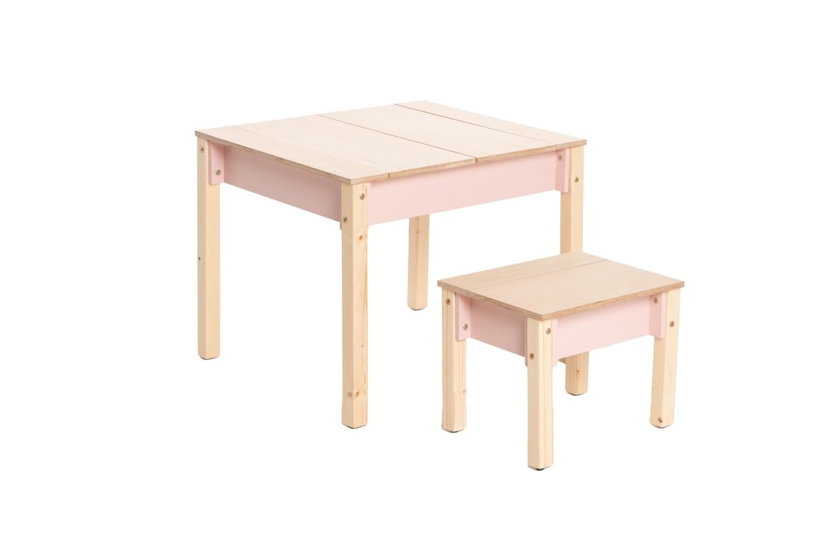 Montessori Wooden Kids Table & Chair Set with Storage - Tiny Tugz™