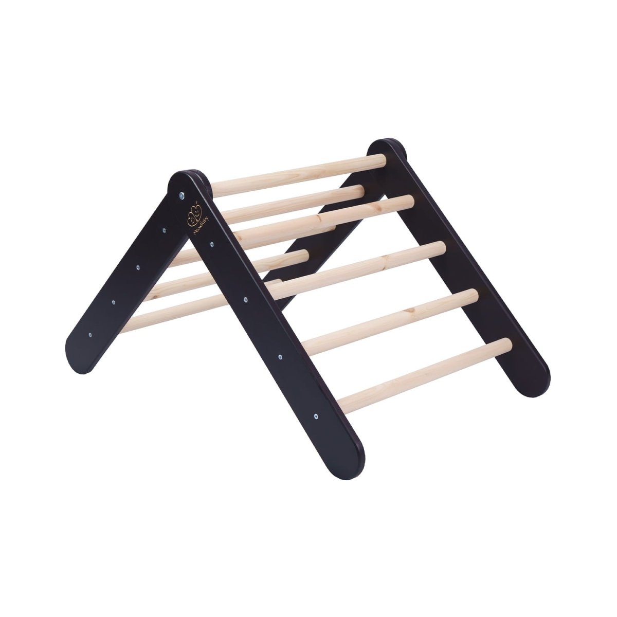 Montessori Wooden Ladder with Tent Cover (Blue-Grey) for Children – 9-Rung Climbing Frame (Black) - Tiny Tugz™