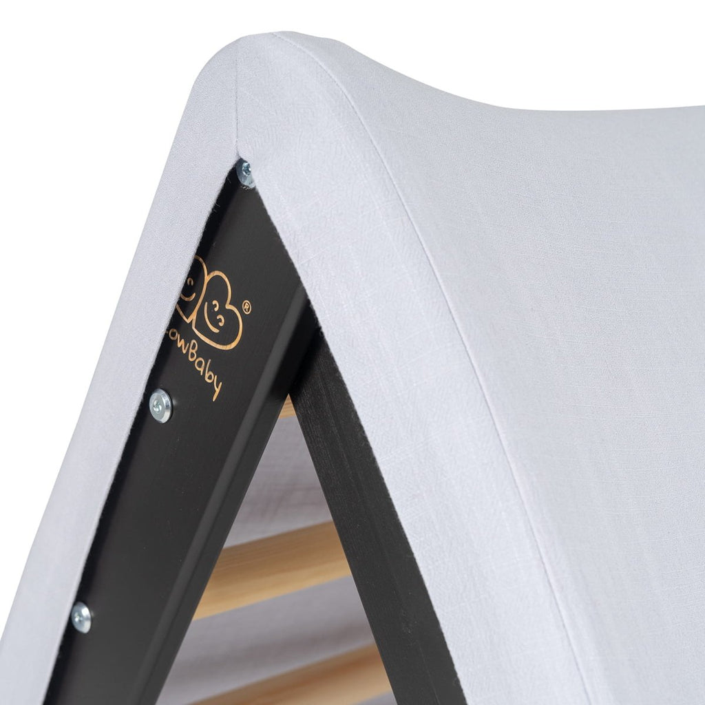 Montessori Wooden Ladder with Tent Cover (Blue-Grey) for Children – 9-Rung Climbing Frame (Black) - Tiny Tugz™