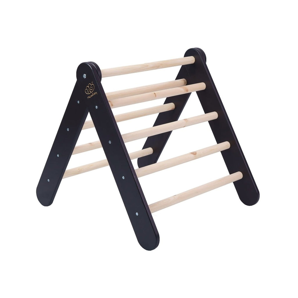 Montessori Wooden Ladder with Tent Cover (Blue-Grey) for Children – 9-Rung Climbing Frame (Black) - Tiny Tugz™