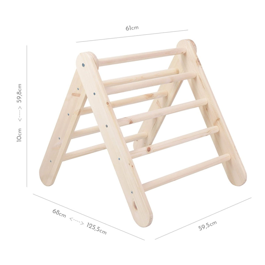 Montessori Wooden Ladder with Tent Cover (Blue-Grey) for Children – 9-Rung Climbing Frame (Natural Wood) - Tiny Tugz™
