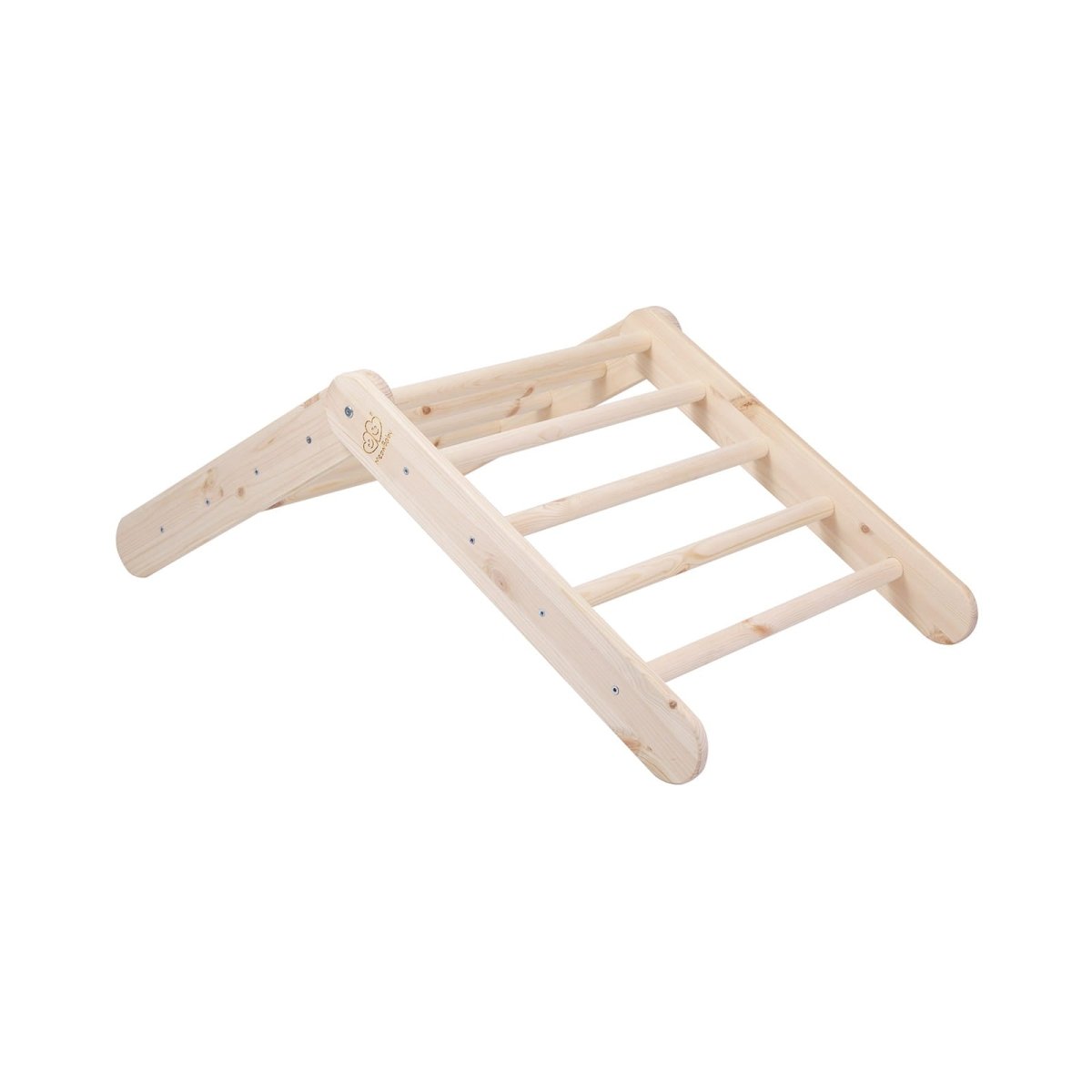 Montessori Wooden Ladder with Tent Cover (Blue-Grey) for Children – 9-Rung Climbing Frame (Natural Wood) - Tiny Tugz™