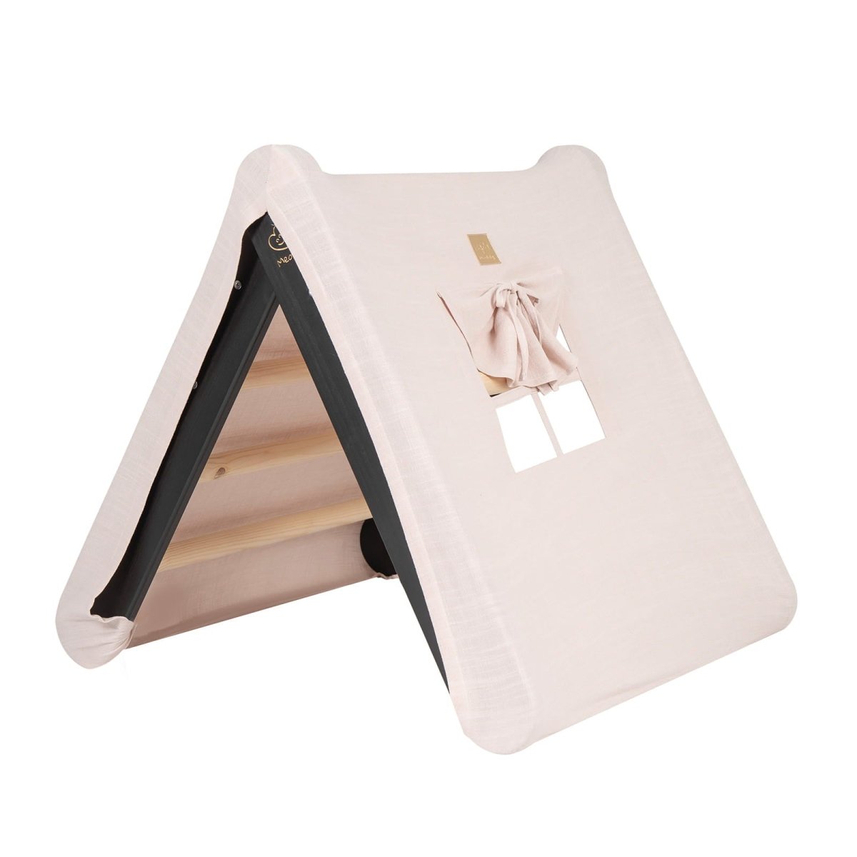 Montessori Wooden Ladder with Tent Cover (Pink) for Children – 9-Rung Climbing Frame (Black) - Tiny Tugz™