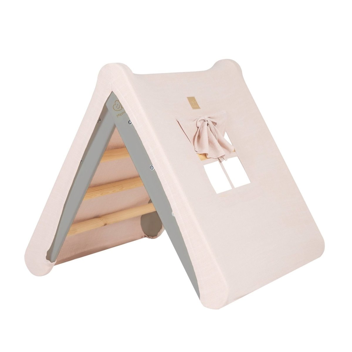Montessori Wooden Ladder with Tent Cover (Pink) for Children – 9-Rung Climbing Frame (Grey)) - Tiny Tugz™