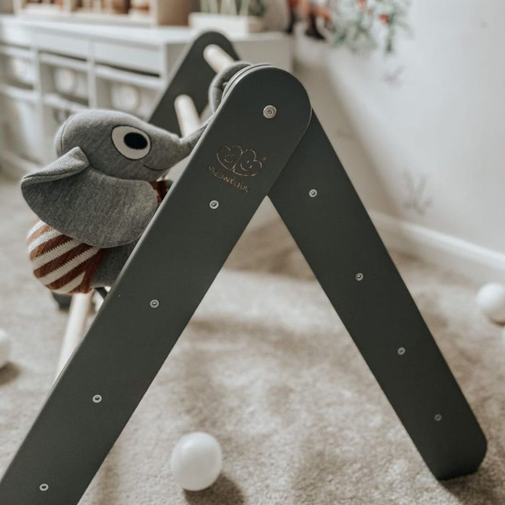 Montessori Wooden Ladder with Tent Cover (Pink) for Children – 9-Rung Climbing Frame (Grey)) - Tiny Tugz™