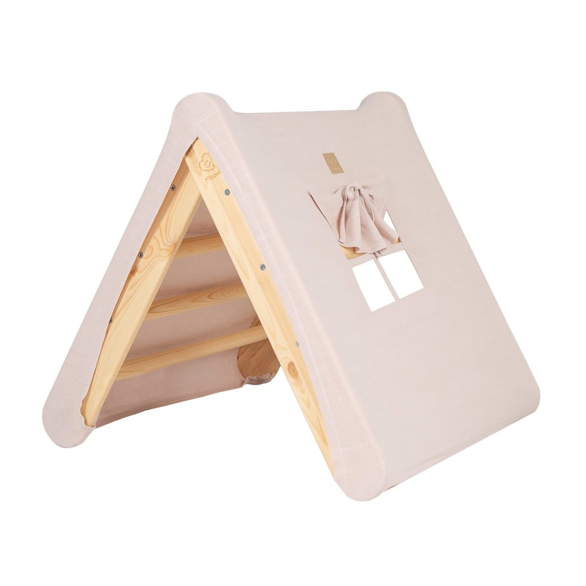 Montessori Wooden Ladder with Tent Cover (Pink) for Children – 9-Rung Climbing Frame (Natural Wood)) - Tiny Tugz™