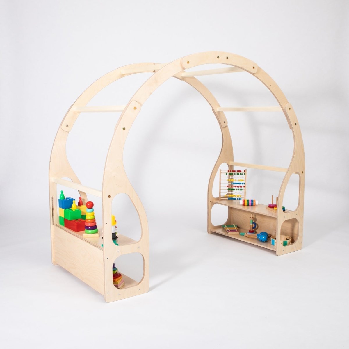 Montessori Wooden Play Stand – Modular Fort & Toy Shelf - Tiny Tugz™