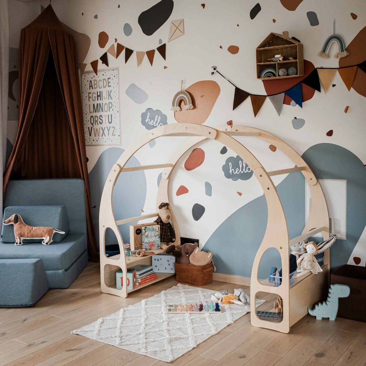 Montessori Wooden Play Stand – Modular Fort & Toy Shelf - Tiny Tugz™