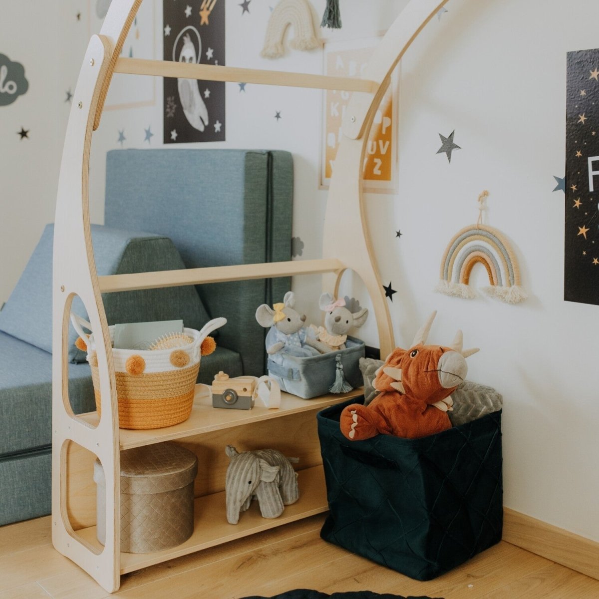 Montessori Wooden Play Stand – Modular Fort & Toy Shelf - Tiny Tugz™