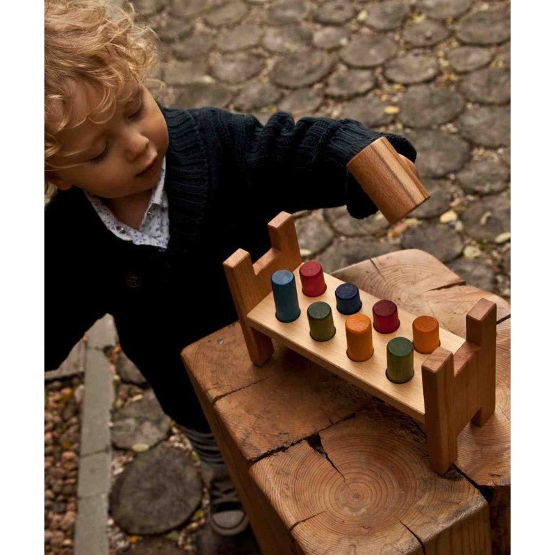 Montessori Wooden Pounding Bench (Colourful) - Tiny Tugz™